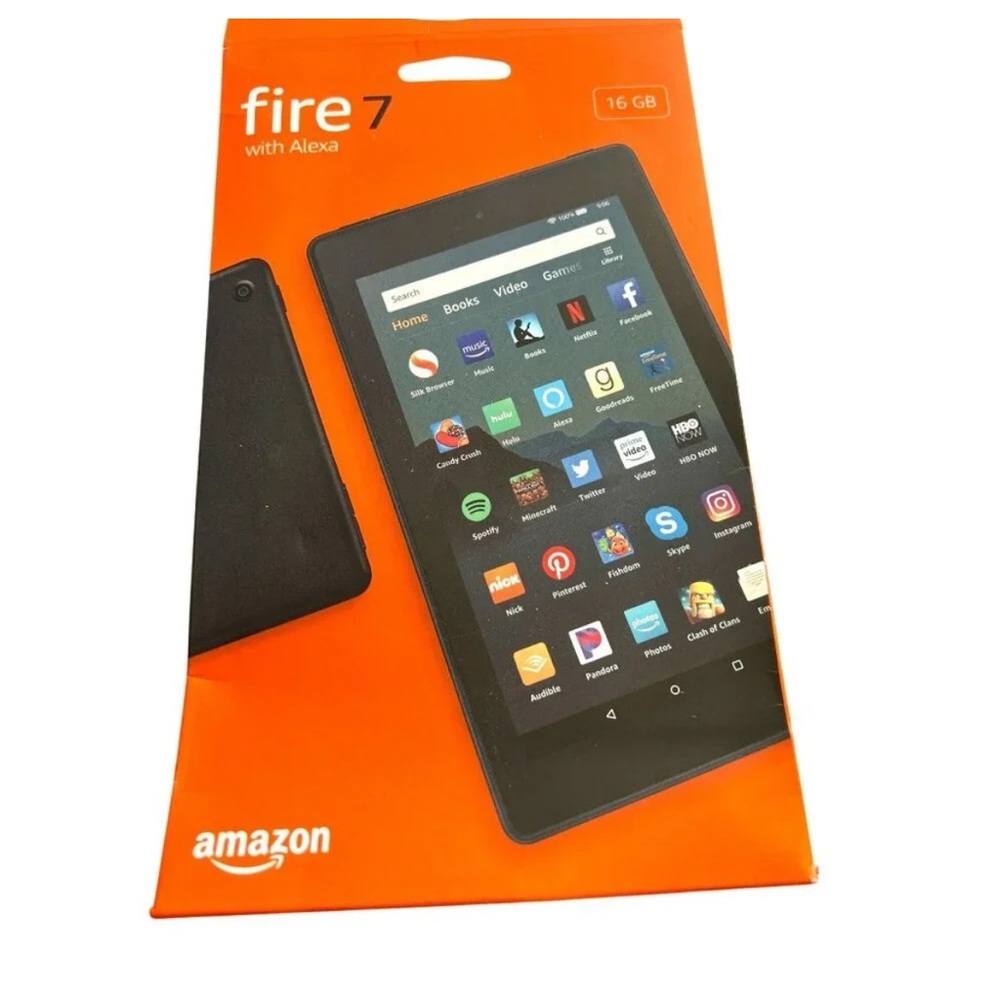 Amazon Fire 7 Tablet w/ Alexa Black Blue Soft Case 8 GB Adapter USB Charge Cable
